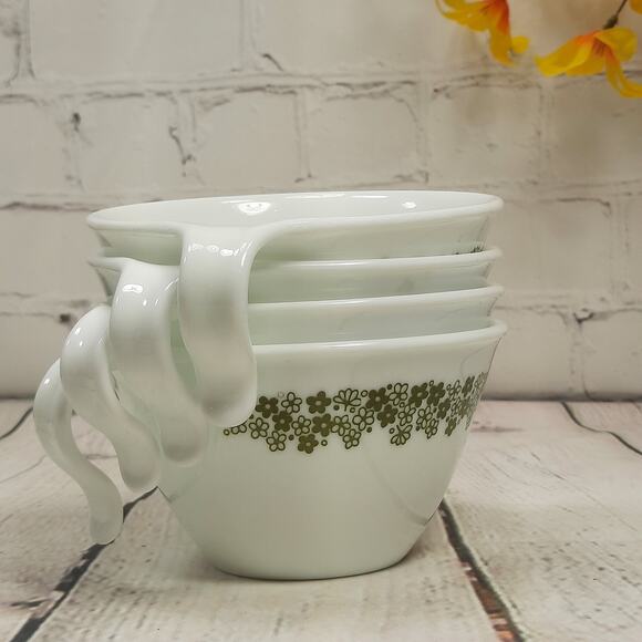 4 Corning‎ Corelle Crazy Daisy Spring Blossom Coffee Teacups Open Hooked Handle - Picture 1 of 6